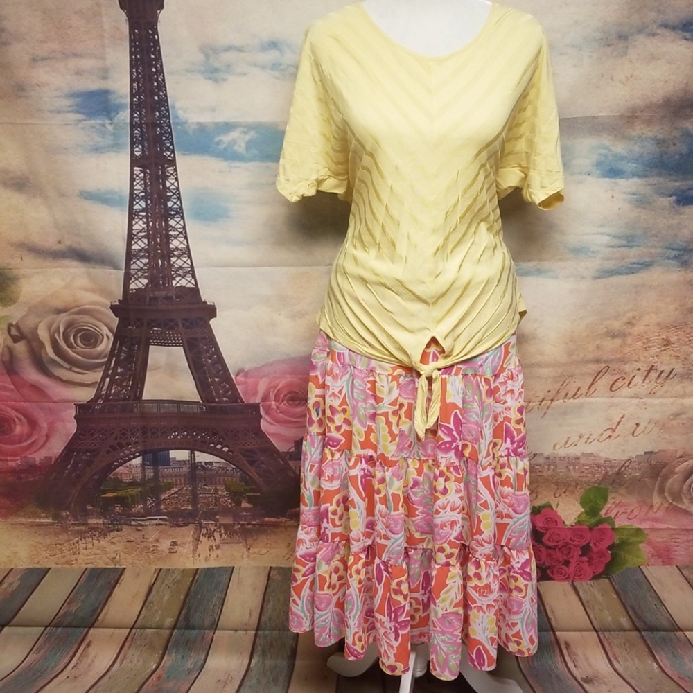 Chaps floral long peasant skirt